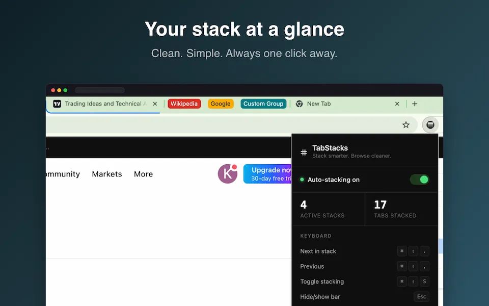 TabStacks extension popup